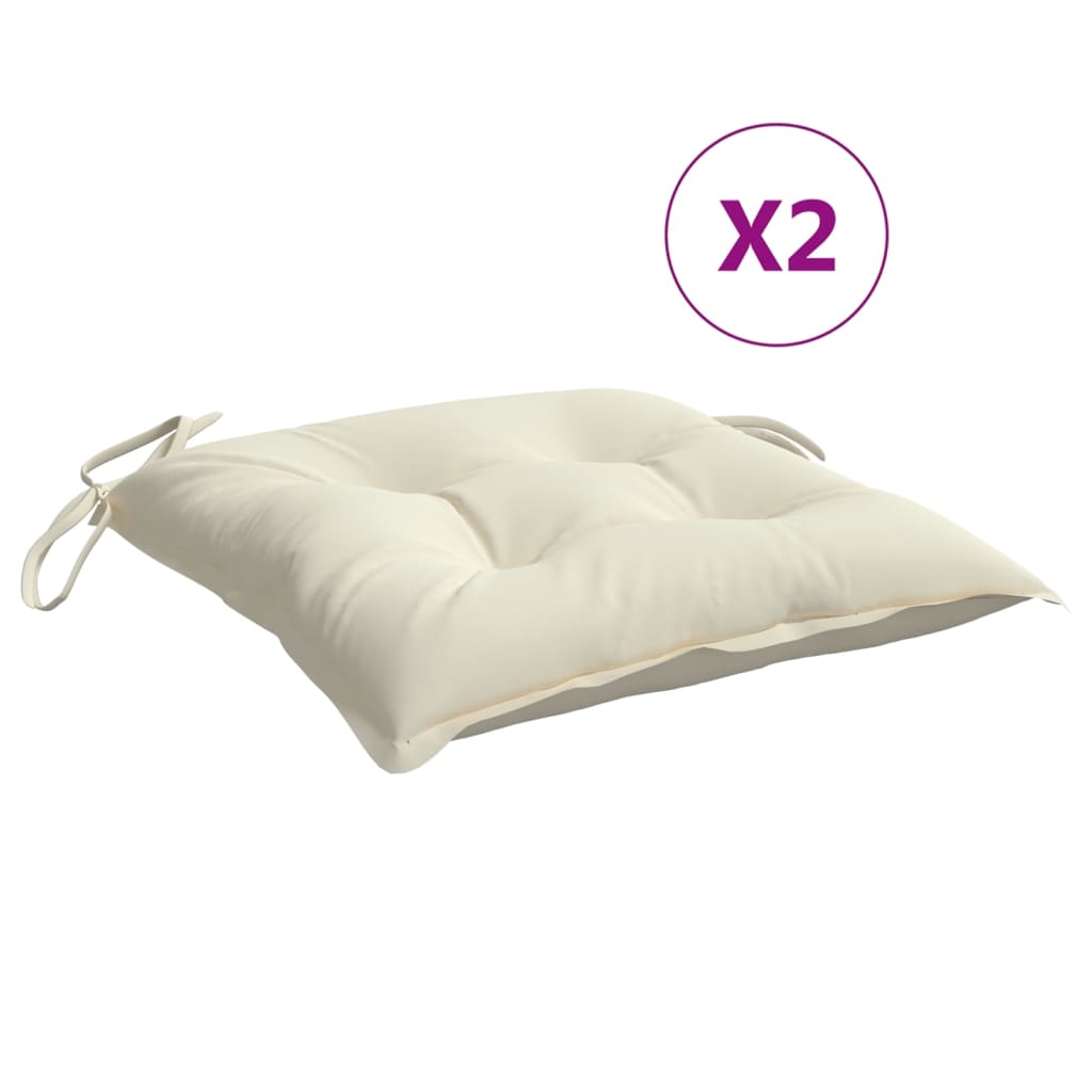 Vidaxx coussins de chaise 2 pcs 40x40x7 cm tissu blanc crème