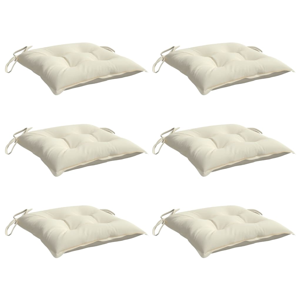 Coussins de chaise Vidaxl 6 pcs 40x40x7 cm Crèmewit