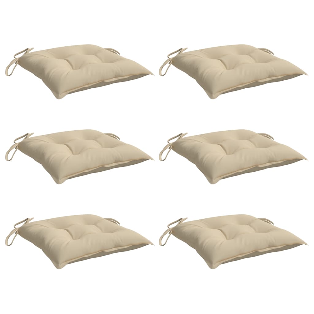 Coussins de chaise vidaxl 6 pcs 40x40x7 cm oxford tissu beige