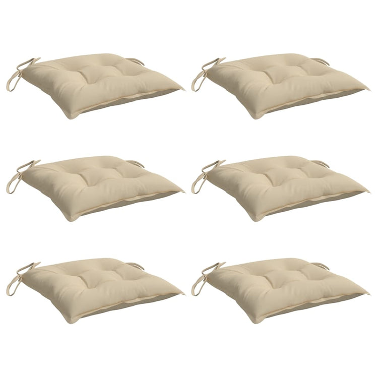 Coussins de chaise vidaxl 6 pcs 40x40x7 cm oxford tissu beige