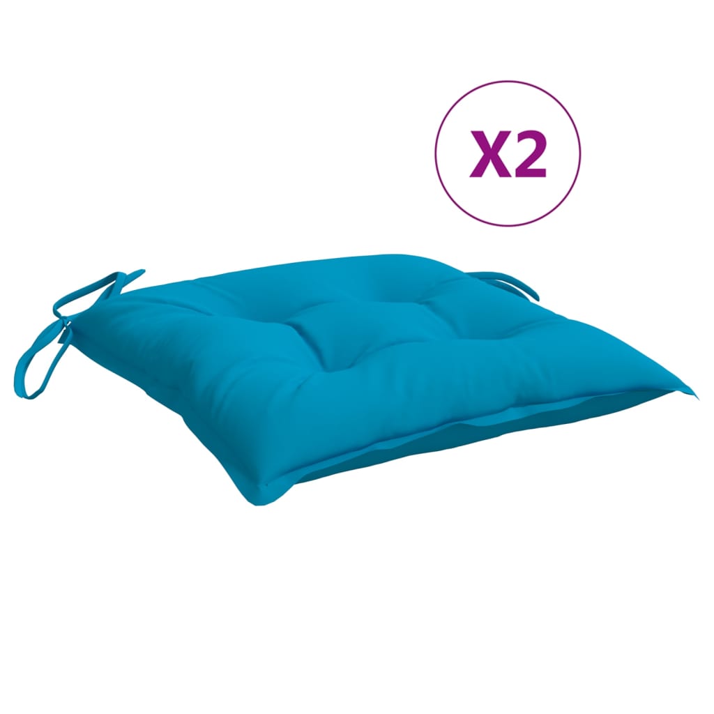 VidaXL coussins de chaise 2 pcs 40x40x7 cm tissu oxford bleu clair