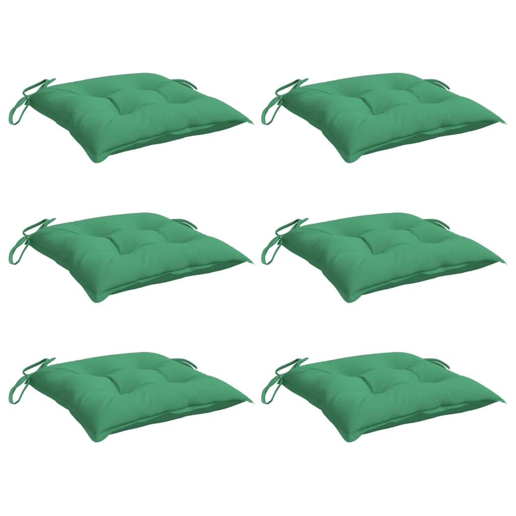 Coussins de chaise Vidaxl 6 pcs 40x40x7 cm Oxford tissu vert