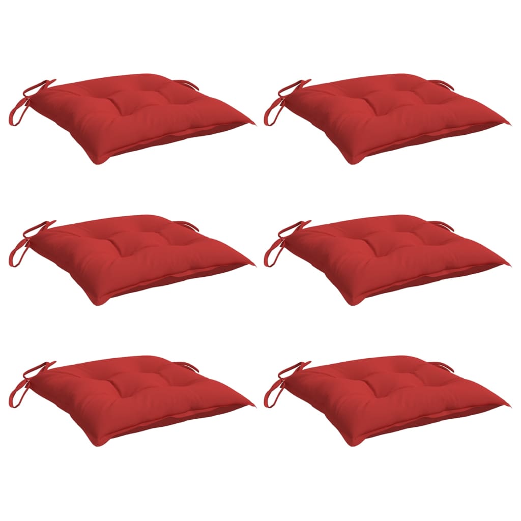 Coussins de chaise vidaxl 6 pcs 40x40x7 cm oxford tissu rouge