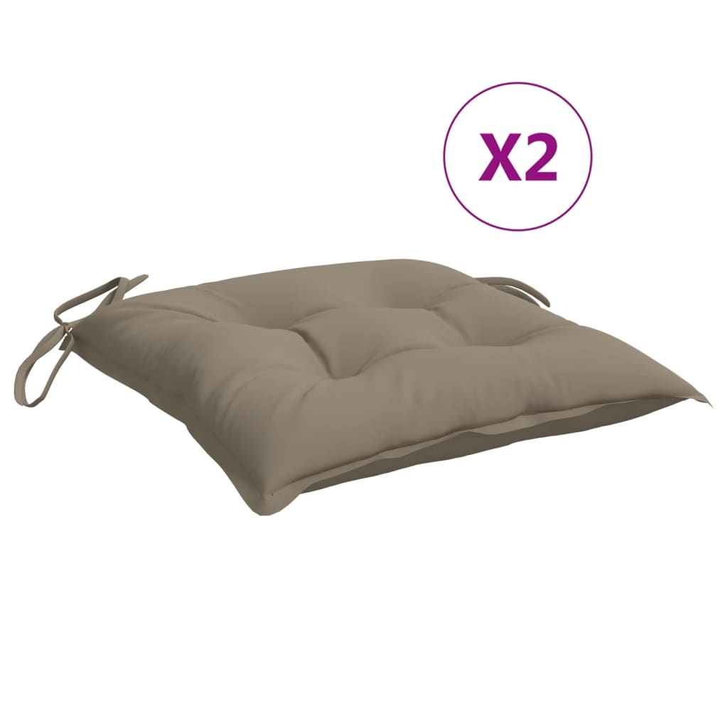 VidaXL coussins de chaise 2 pcs 40x40x7 cm tissu oxford taupe