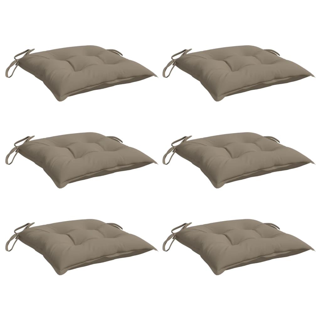 Coussins de chaise vidaxl 6 pcs 40x40x7 cm oxford tissu taupe