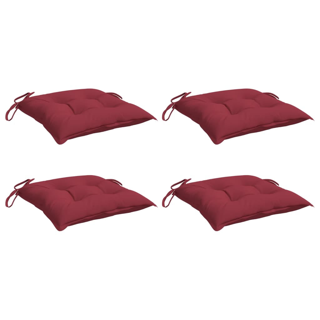 Coussins de chaise vidaxl 4 pcs 40x40x7 cm oxford tissu vin rouge