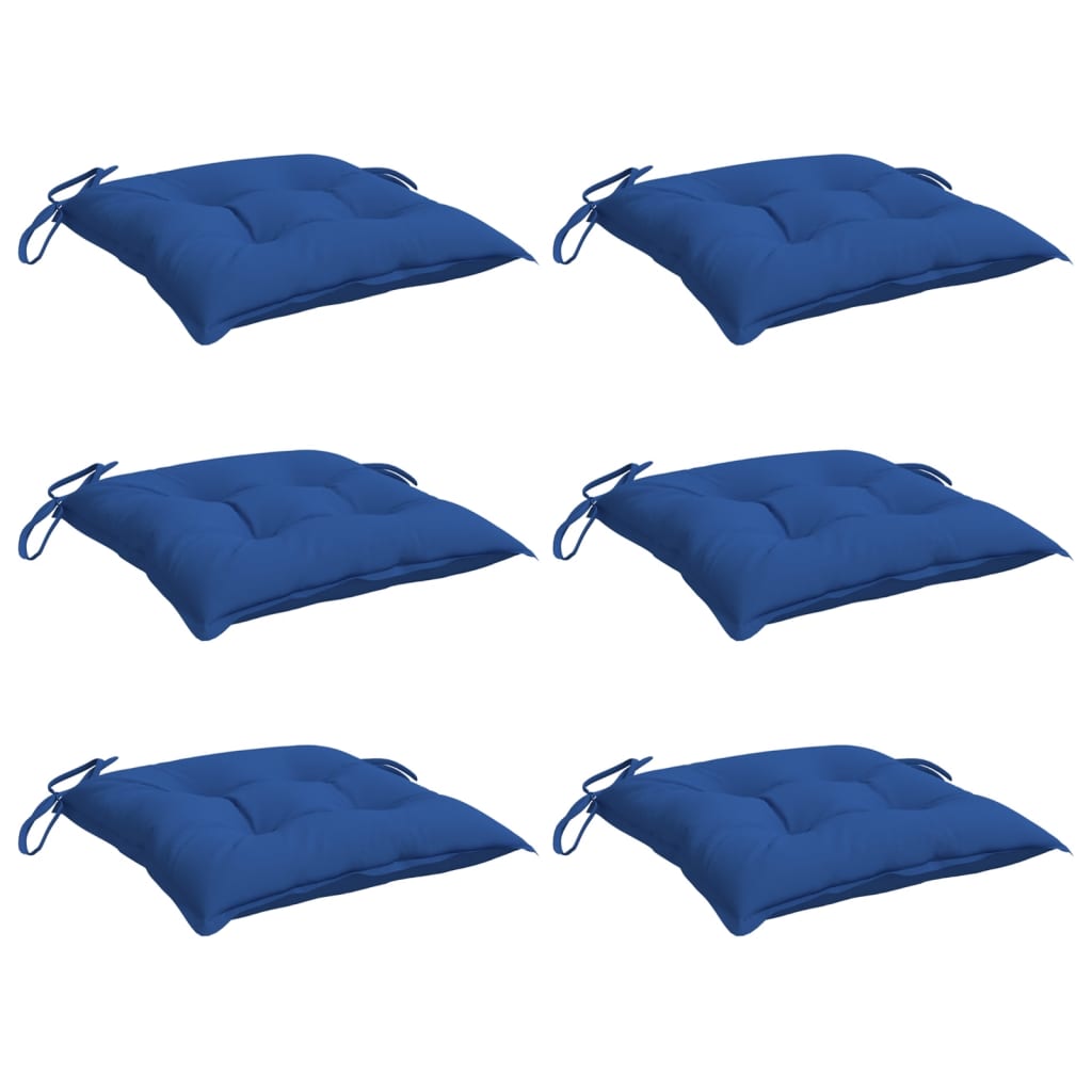 Coussins de chaise vidaxl 6 pcs 40x40x7 cm oxford tissu bleu