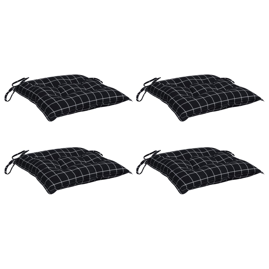 Coussins de chaise vidaxl 4 stedcarn motif 40x40x7 cm tissu noir