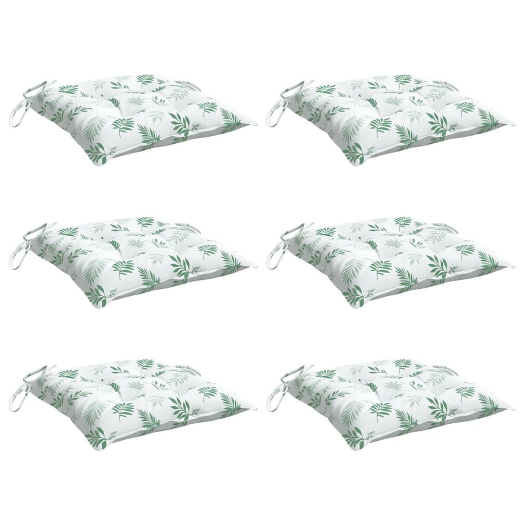 Vidaxx coussins de chaise 6 pcs motif feuille 40x40x7 cm tissu