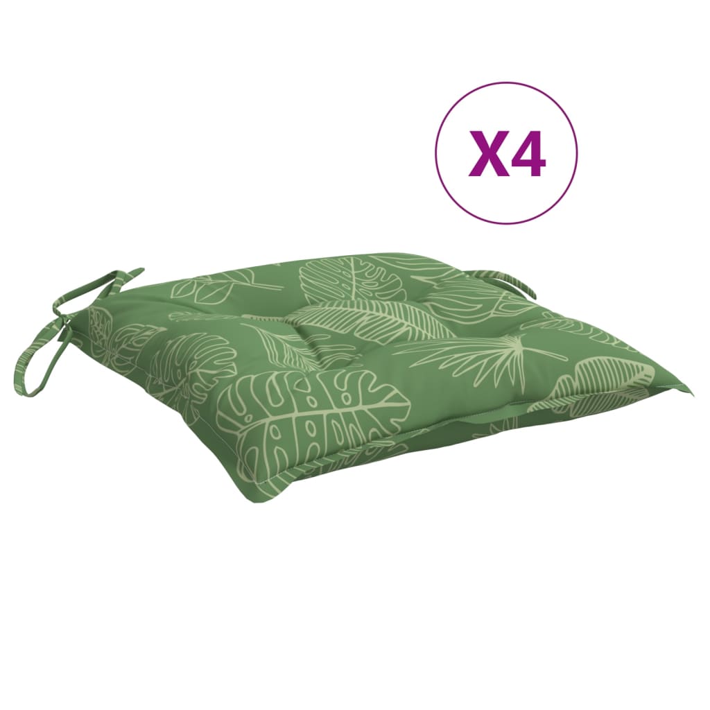 Coussins de chaise vidaxl 4 pcs motifs de feuilles 40x40x7 cm tissu