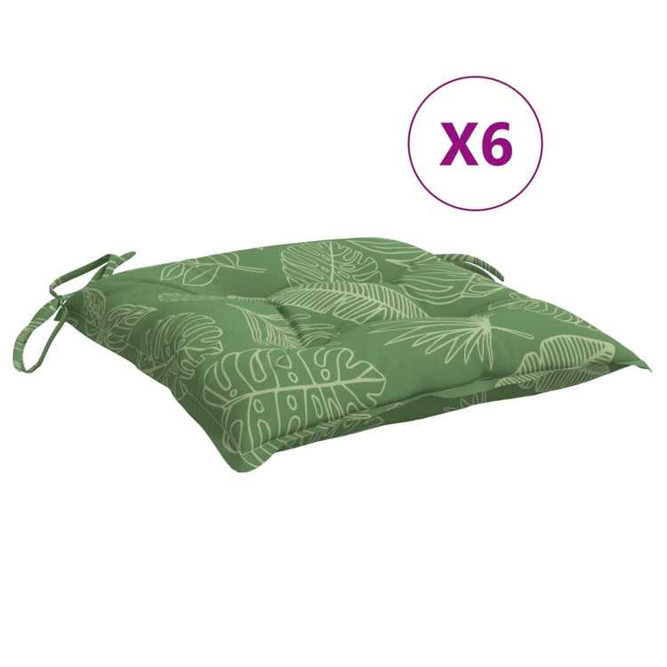 Coussins de chaise vidaxl 6 pcs motifs de feuilles 40x40x7 cm tissu