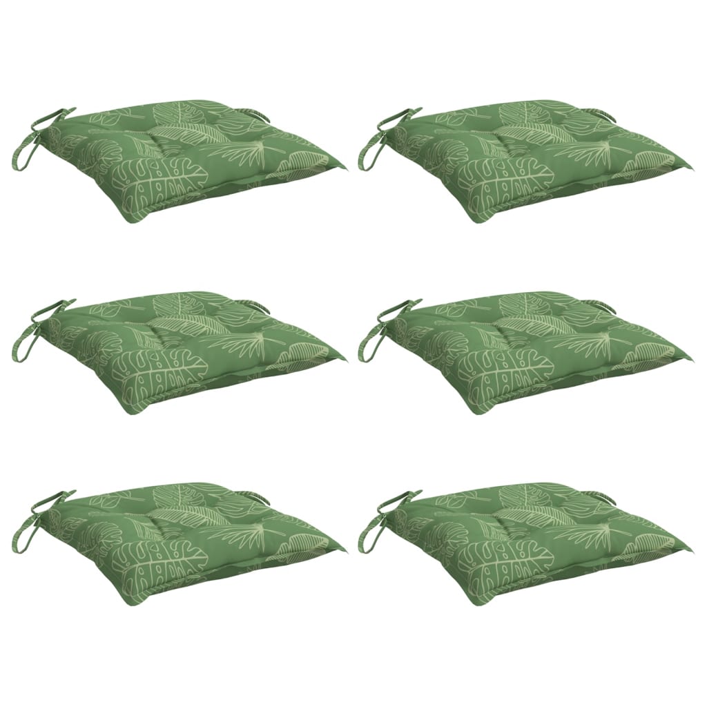 Coussins de chaise vidaxl 6 pcs motifs de feuilles 40x40x7 cm tissu