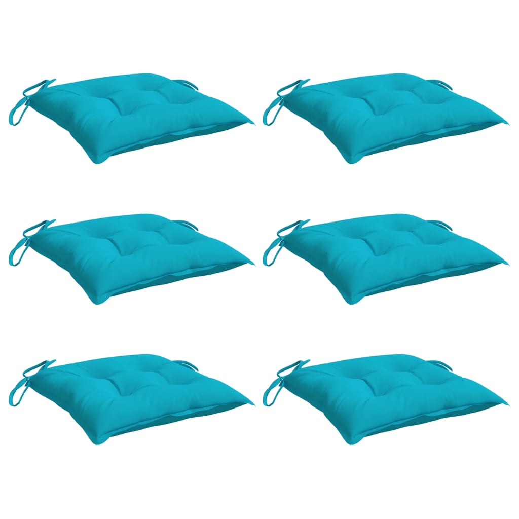 Coussins de chaise Vidaxl 6 pcs 40x40x7 cm Turquoise en tissu