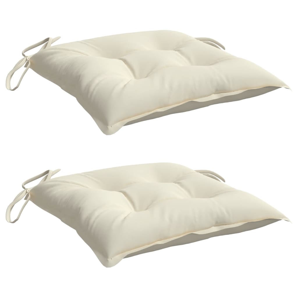 VidaXL coussins de chaise 2 pcs 50x50x7 cm tissu oxford blanc crème
