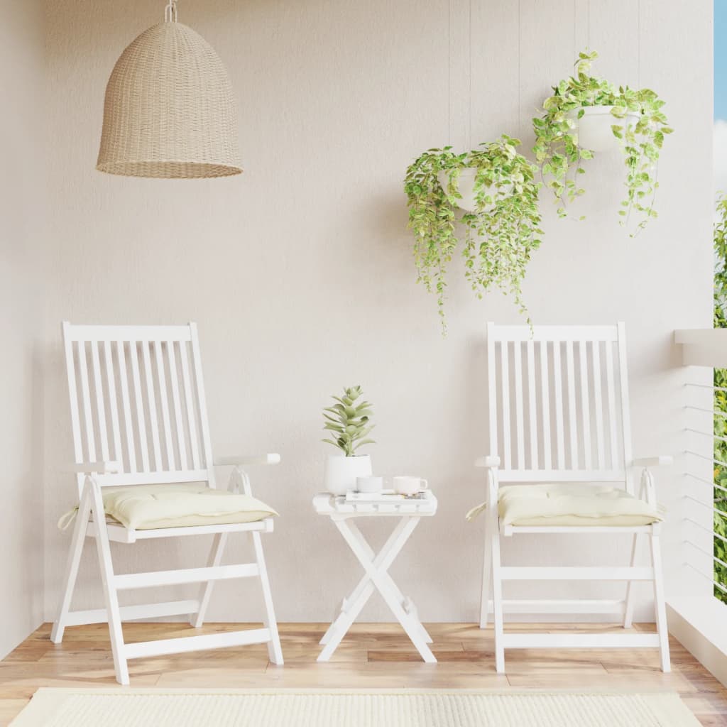VidaXL coussins de chaise 2 pcs 50x50x7 cm tissu oxford blanc crème