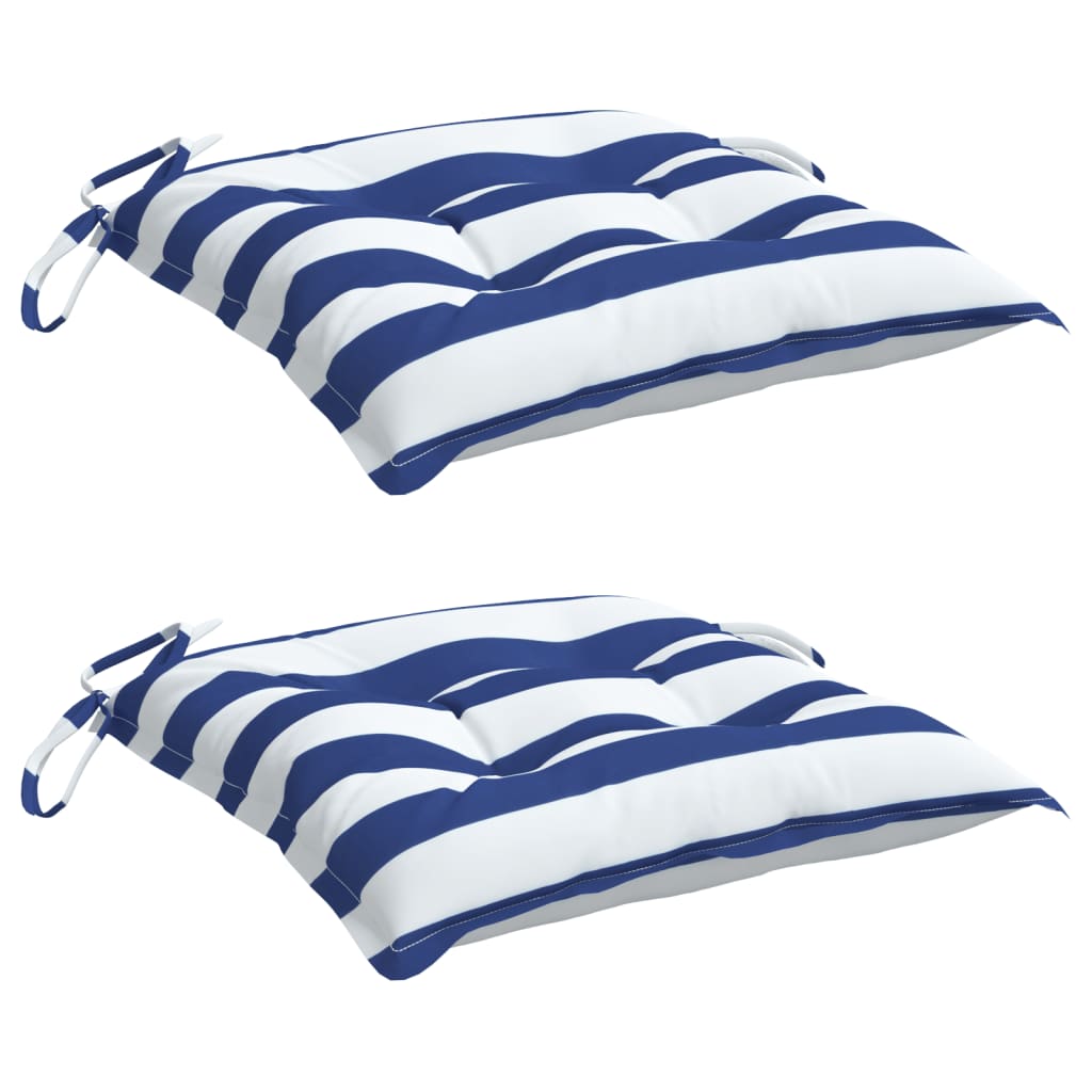 Coussins de chaise Vidaxl 2 ST 50x50x7 cm Tissu rayé blanc et bleu