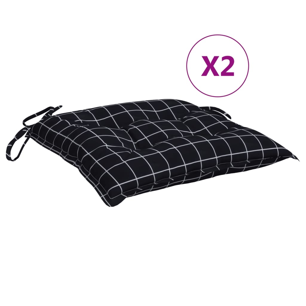Vidaxx coussins de chaise 2 pcs 50x50x7 cm tissu motif losange noir