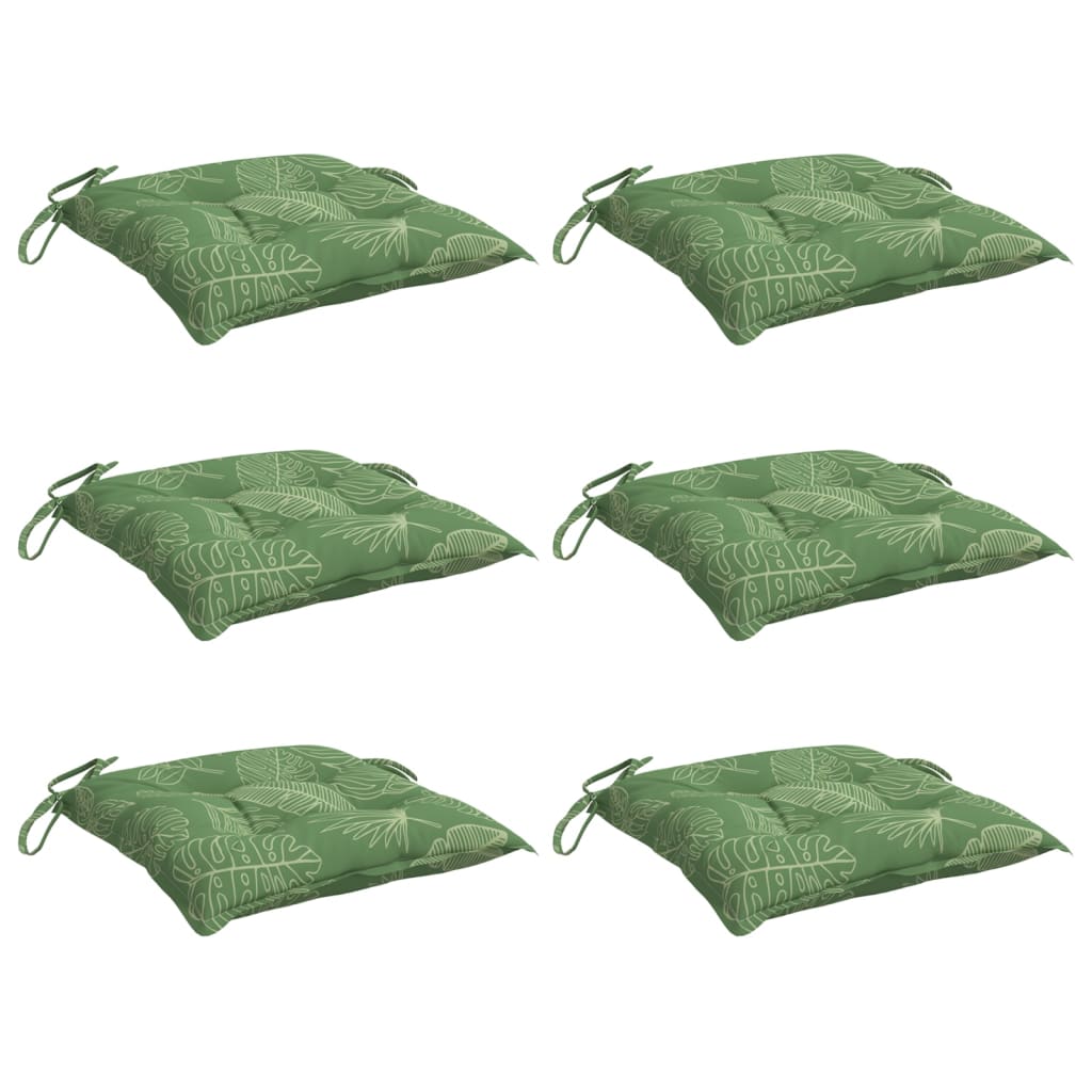 Coussins de chaise vidaxl 6 pcs motifs de feuilles 50x50x7 cm tissu