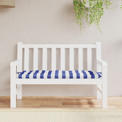 Vidaxl Garden Banc Cushion rayé 120x50x7 cm tissu blanc et bleu