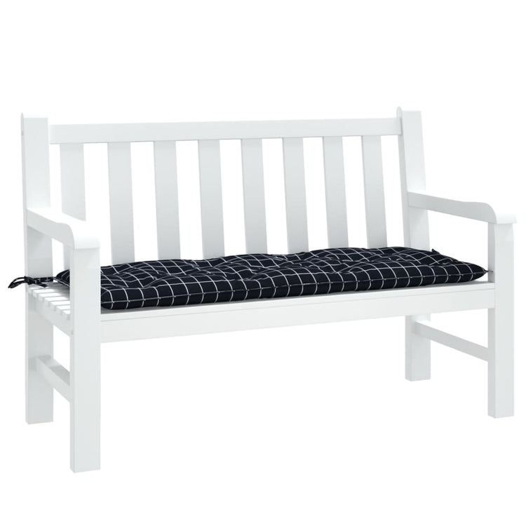 Vidaxl jardin banc coussin motif de damier 120x50x7 cm noir