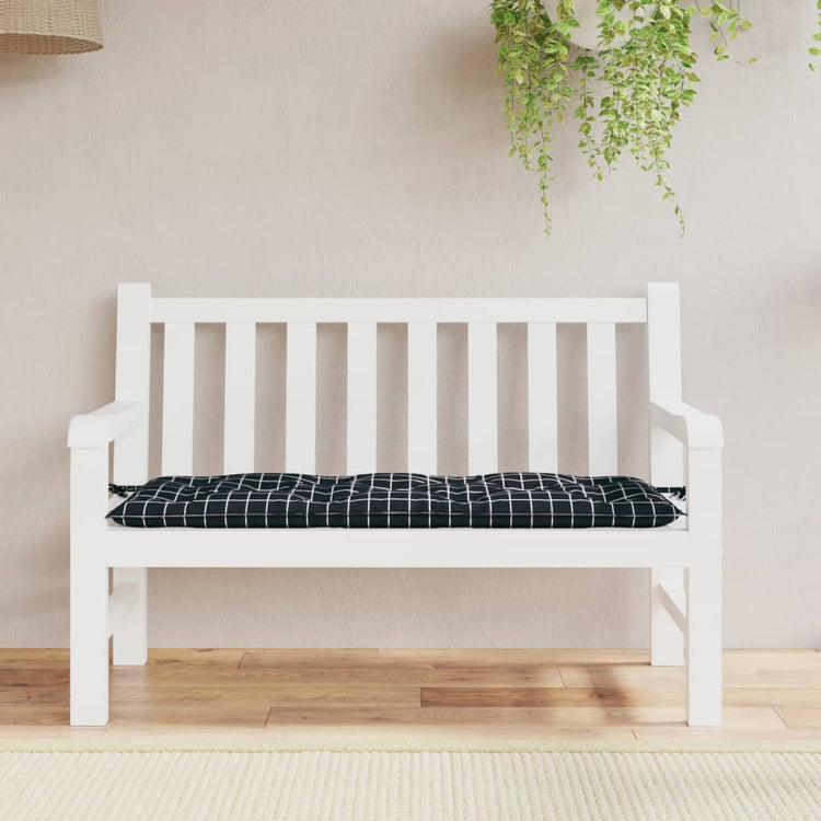 Vidaxl jardin banc coussin motif de damier 120x50x7 cm noir