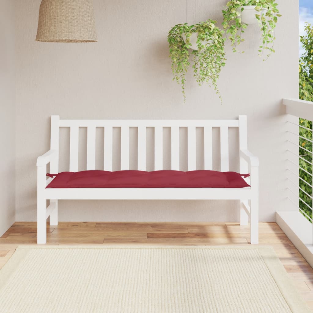Vidaxl jardin banc coussin 150x50x7 cm oxford tissu vin rouge