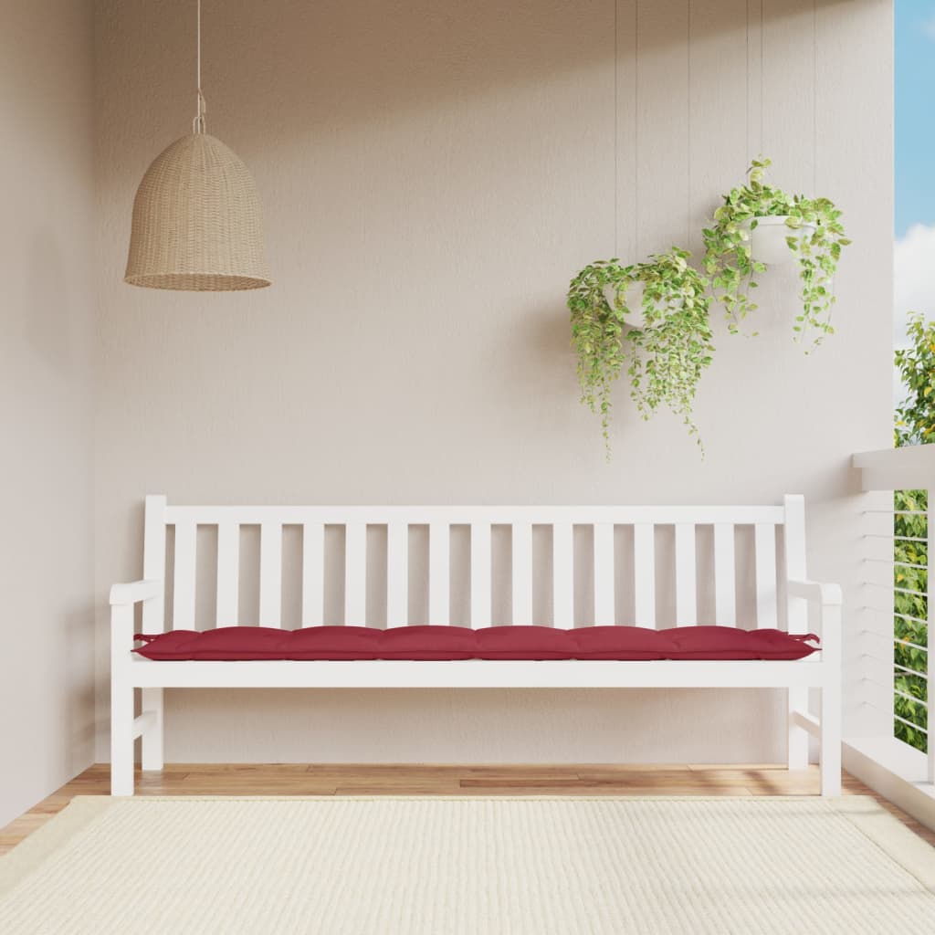 Vidaxl jardin banc coussin 200x50x7 cm oxford tissu vin rouge