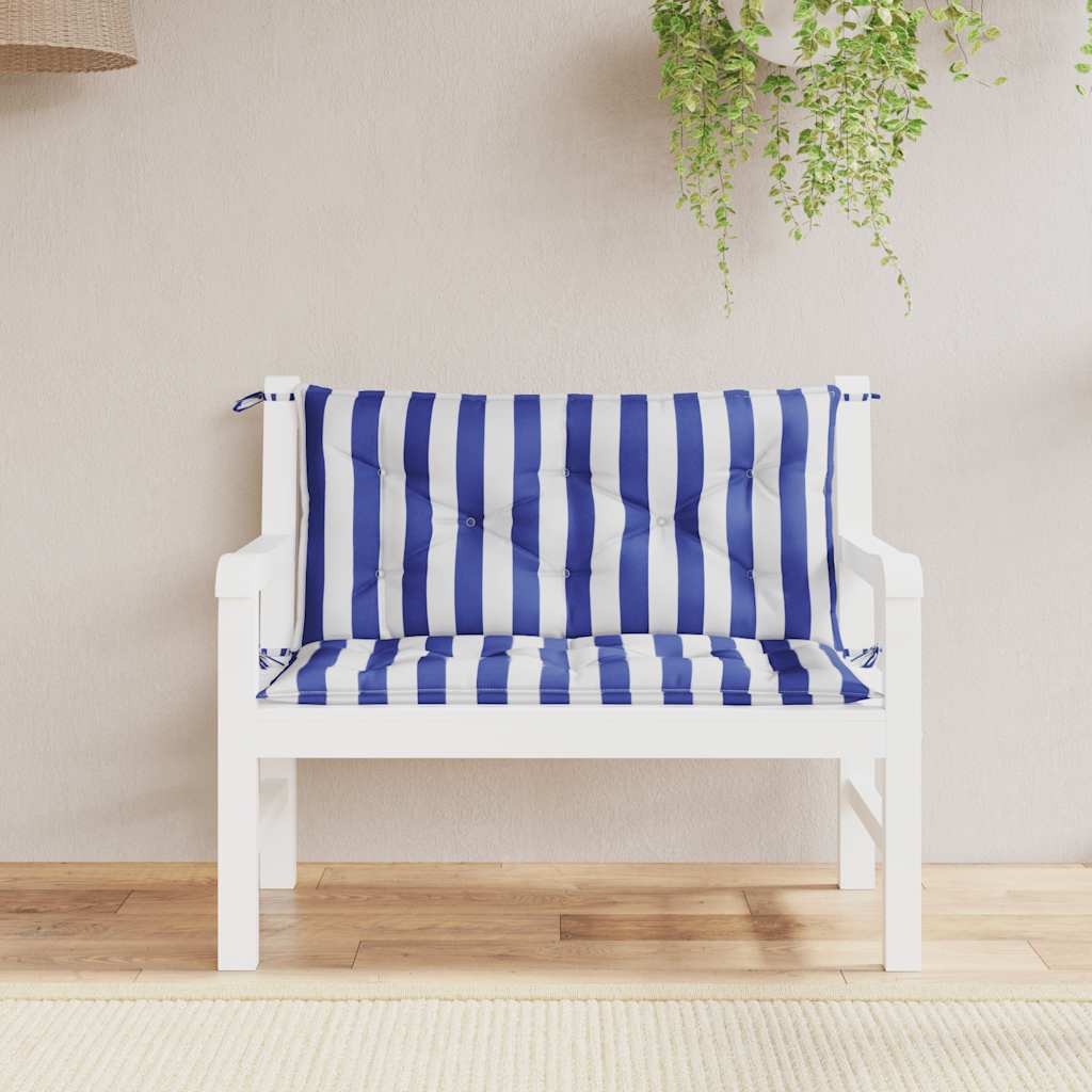 Vidaxl Garden Banc Cushions 2 Stripped 100x50x7 cm tissu blanc et bleu