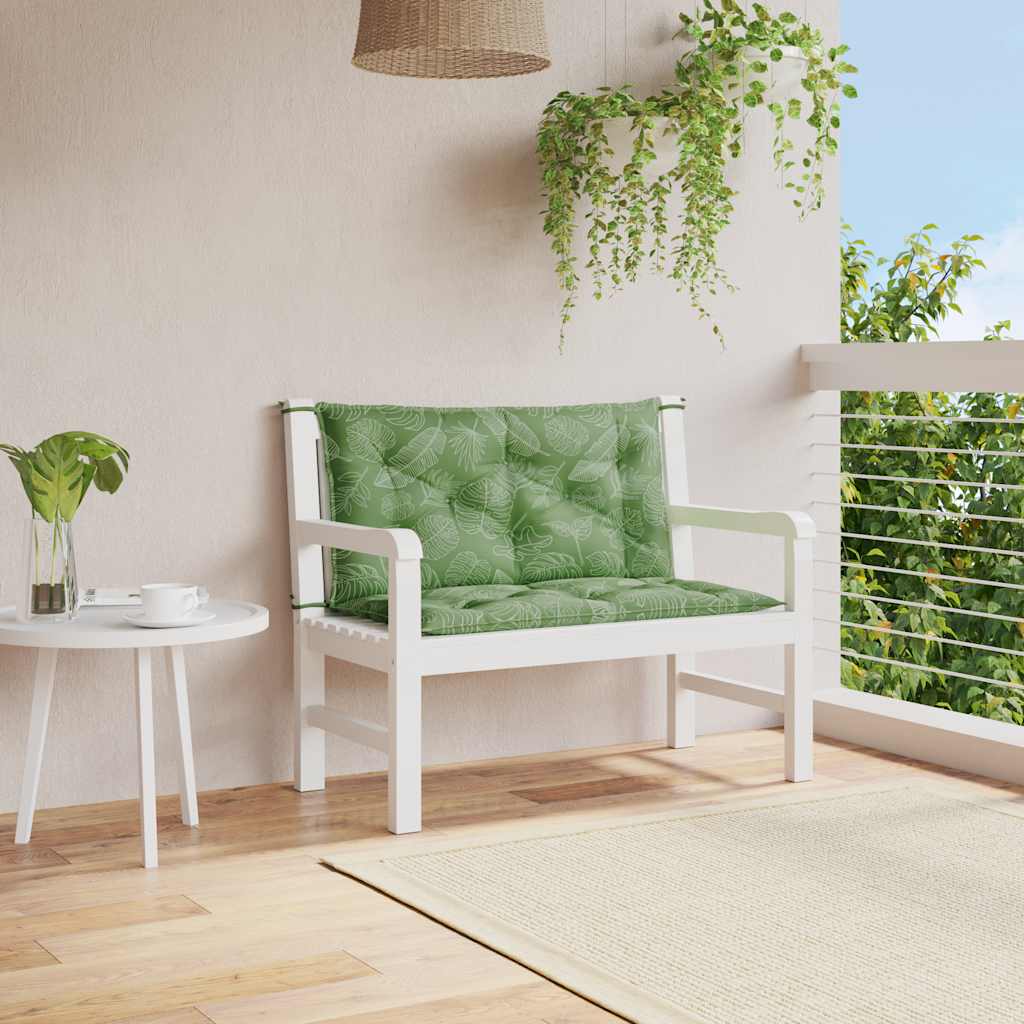 Vidaxl Garden Banc Cushions 2 PCS Modèle de feuilles 100x50x7 cm Tissu