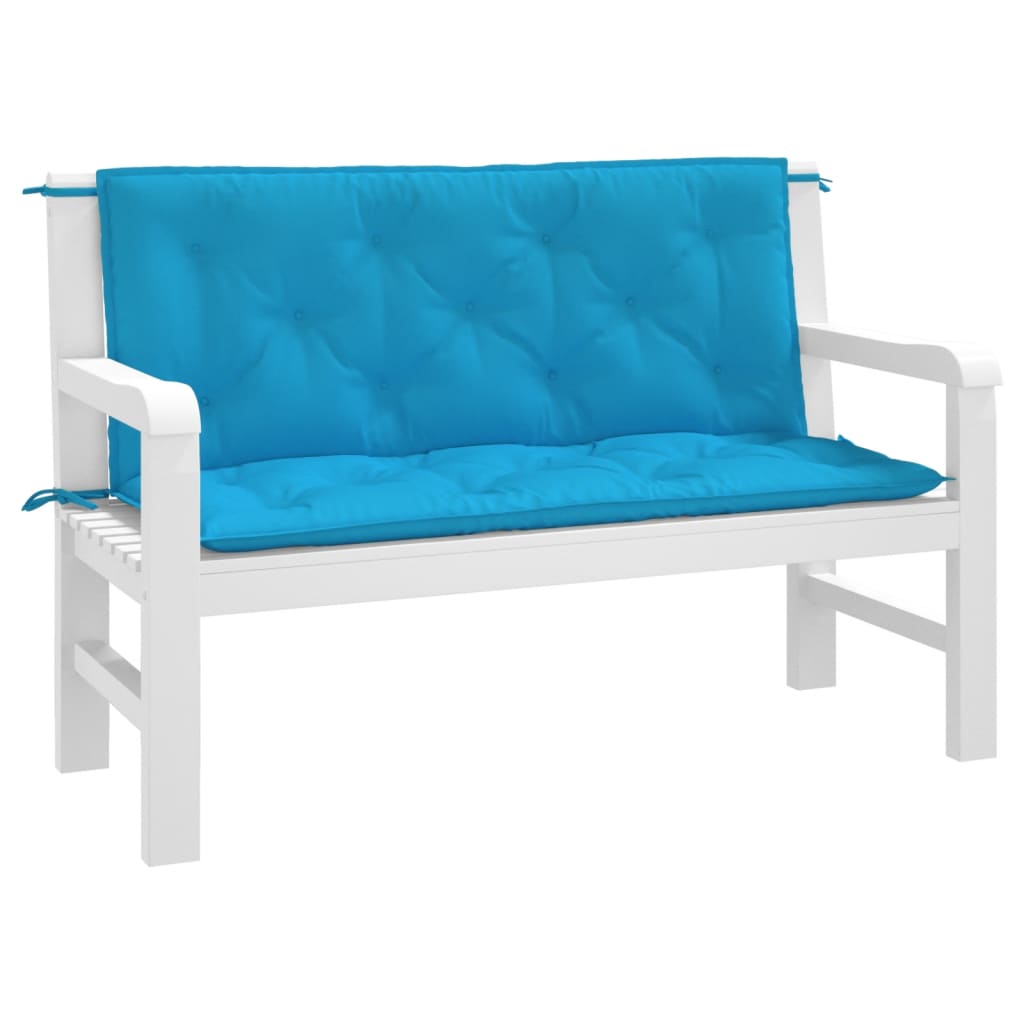 Vidaxl Garden Banc Cushions 2 PCS 120x50x7 cm Oxford tissu bleu clair