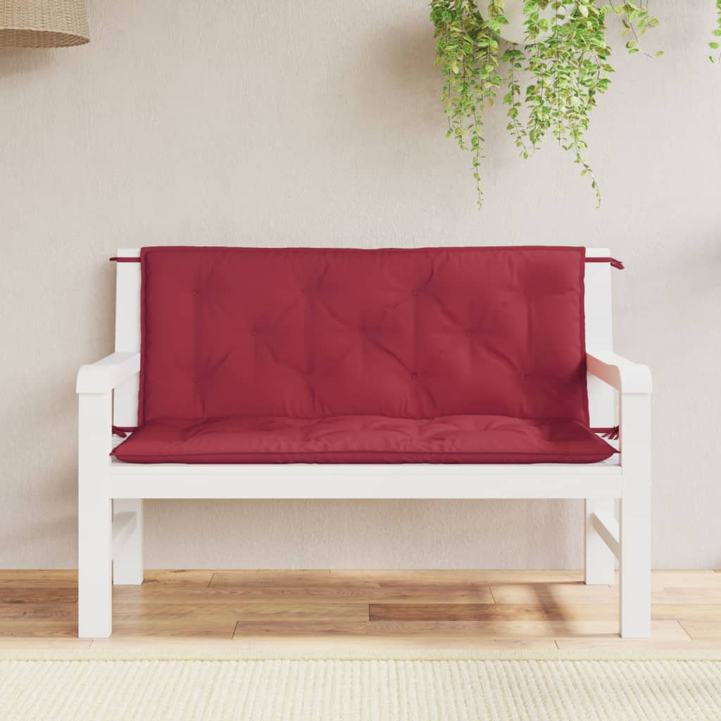 Vidaxl Garden Banc Cushions 2 PCS 120x50x7 cm Oxford tissu vin rouge