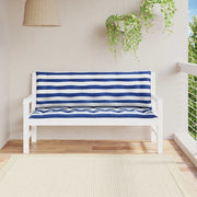 Vidaxl Garden Banc Cushions 2 St rayée 150x50x7 cm tissu blanc et bleu - afbeelding 3