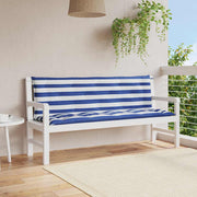 Vidaxl Garden Banc Cushions 2 St rayée 150x50x7 cm tissu blanc et bleu - afbeelding 1