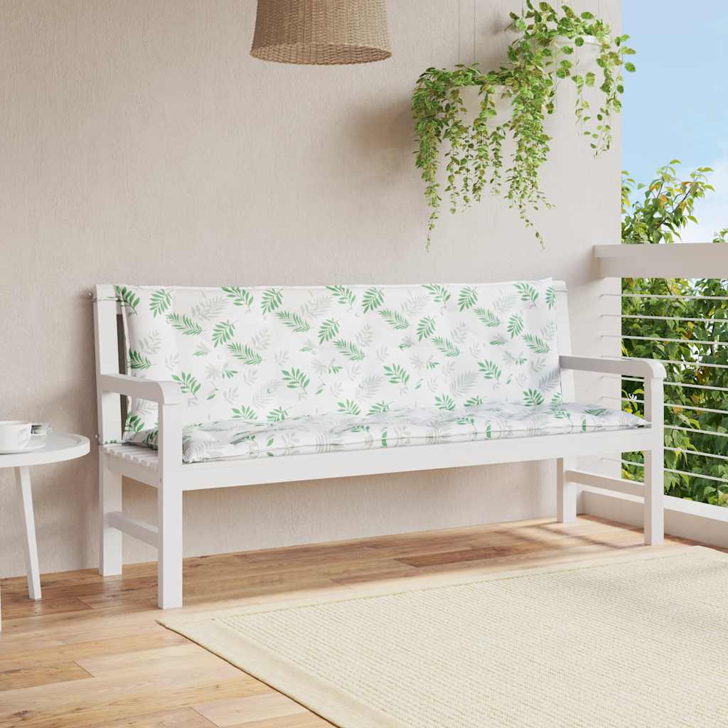 Vidaxl Garden Banc Cushions 2 PCS Modèle de feuilles 150x50x7 cm Tissu
