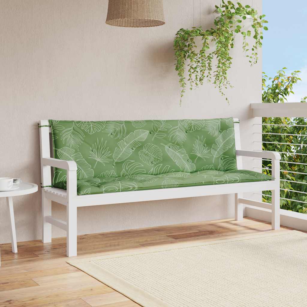 Vidaxl Garden Banc Cushions 2 PCS Modèle de feuilles 150x50x7 cm Tissu