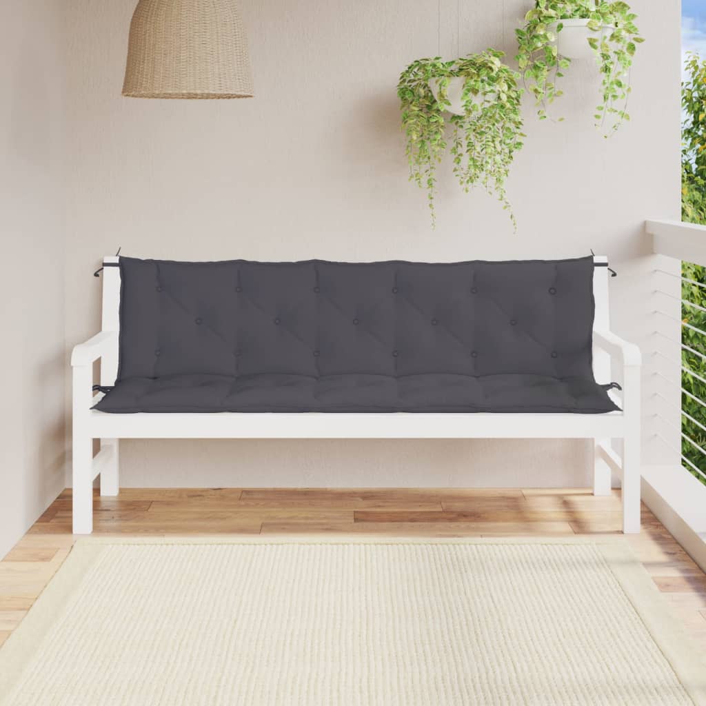Vidaxl Garden Banc Cushions 2 PCS 180x50x7 cm Oxford tissu anthracite colored