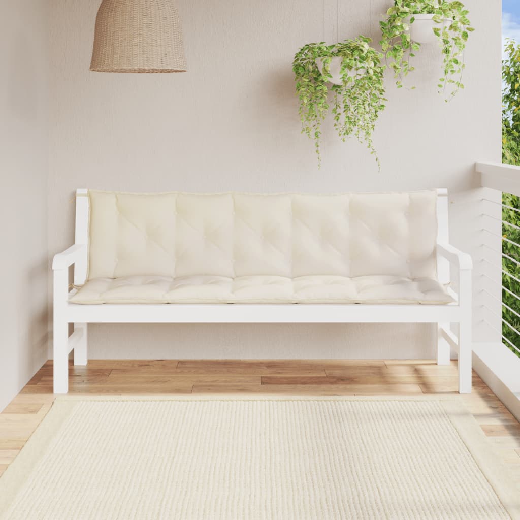 Vidaxx coussins de banc de jardin 2 pcs 180x50x7 cm tissu oxford blanc crème