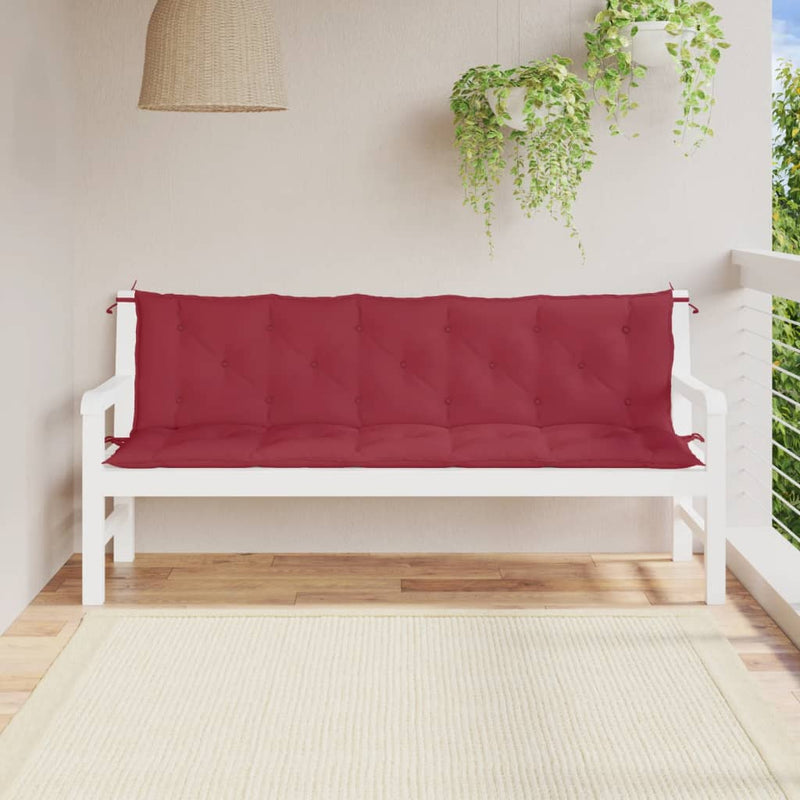 Vidaxl Garden Banc Cushions 2 St 180x50x7 cm Oxford tissu vin rouge