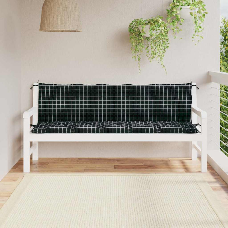Vidaxl jardin banc coussins 2 st oxford tissu doute motif noir