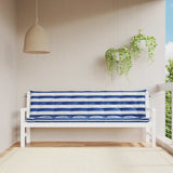 Vidaxl Garden Banc Cushions 2 Stripped 200x50x7 cm tissu blanc et bleu - afbeelding 1