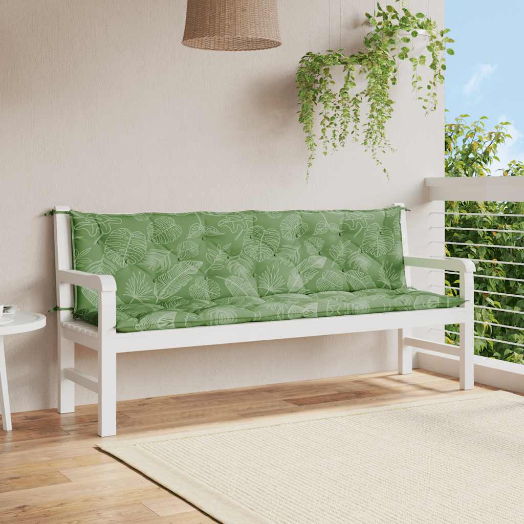 Vidaxl Garden Banc Cushions 2 PCS Leaf Pattern 200x50x7 cm Tissu