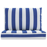 Vidaxl Pallet Cushions 2 Stripped Oxford tissu blanc et bleu - afbeelding 3