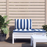 Vidaxl Pallet Cushions 2 Stripped Oxford tissu blanc et bleu - afbeelding 1