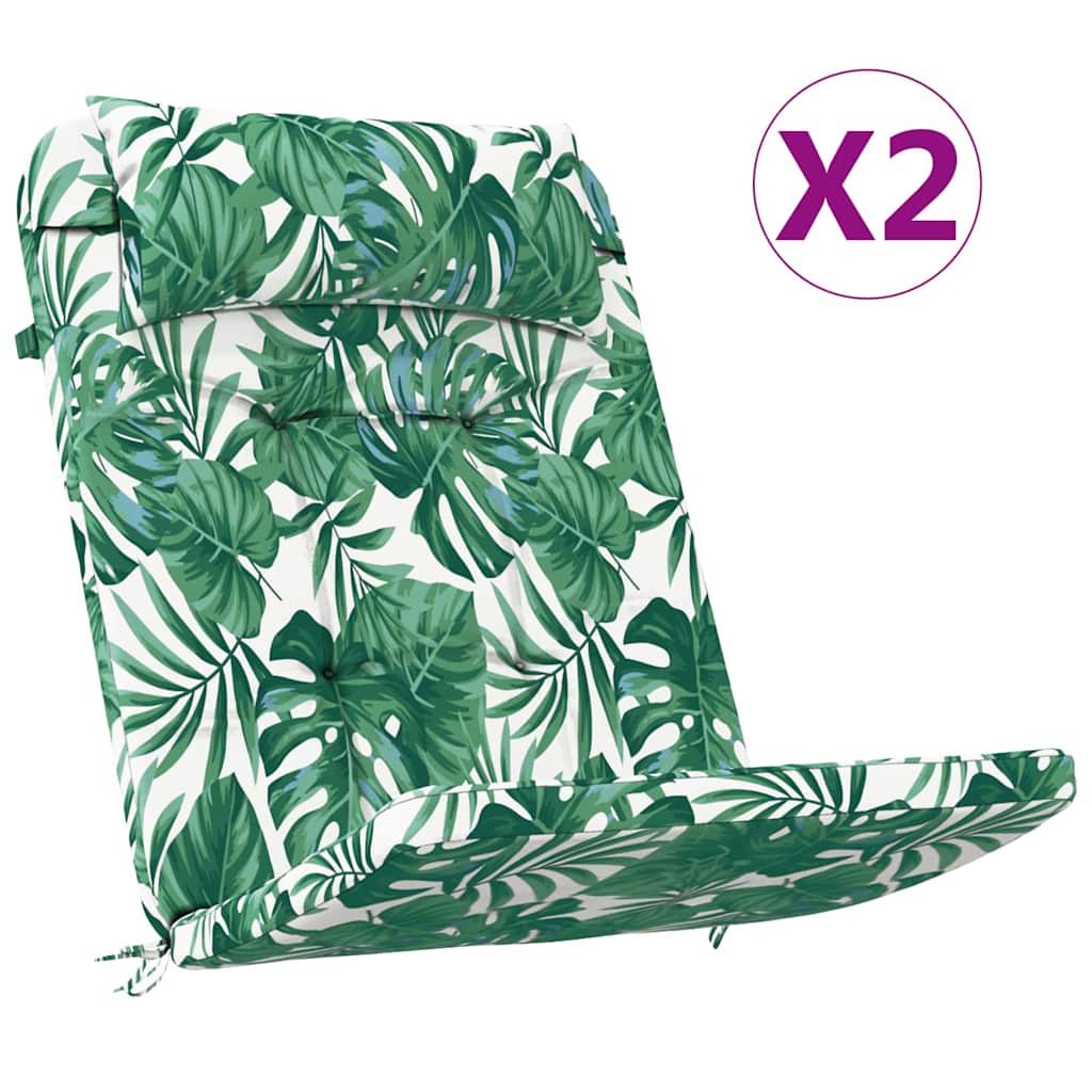 Vidaxx coussins de chaise 2 pcs motif feuille 58 x 77 x 4,5 cm tissu oxford