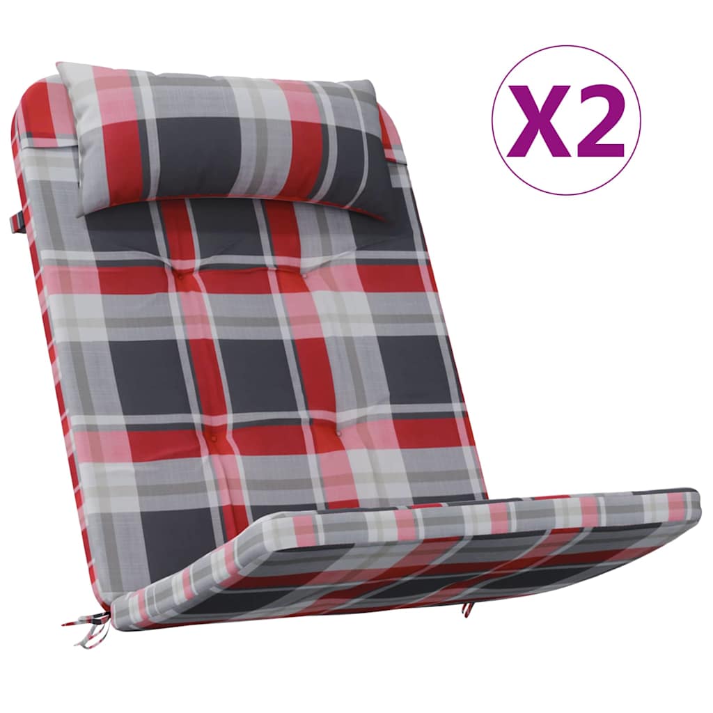 Vidaxl stoelkussens 2 pcs rood ruit 58 x 77 x 4,5 cm tissu oxford