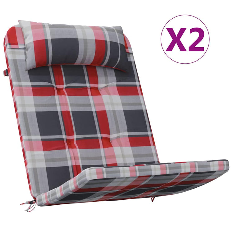 Vidaxl stoelkussens 2 pcs rood ruit 58 x 77 x 4,5 cm tissu oxford
