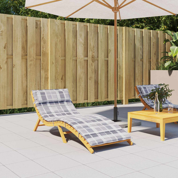 Vidaxl coussin de bain de soleil à carreaux gris 178 x 60 x 4 cm tissu oxford