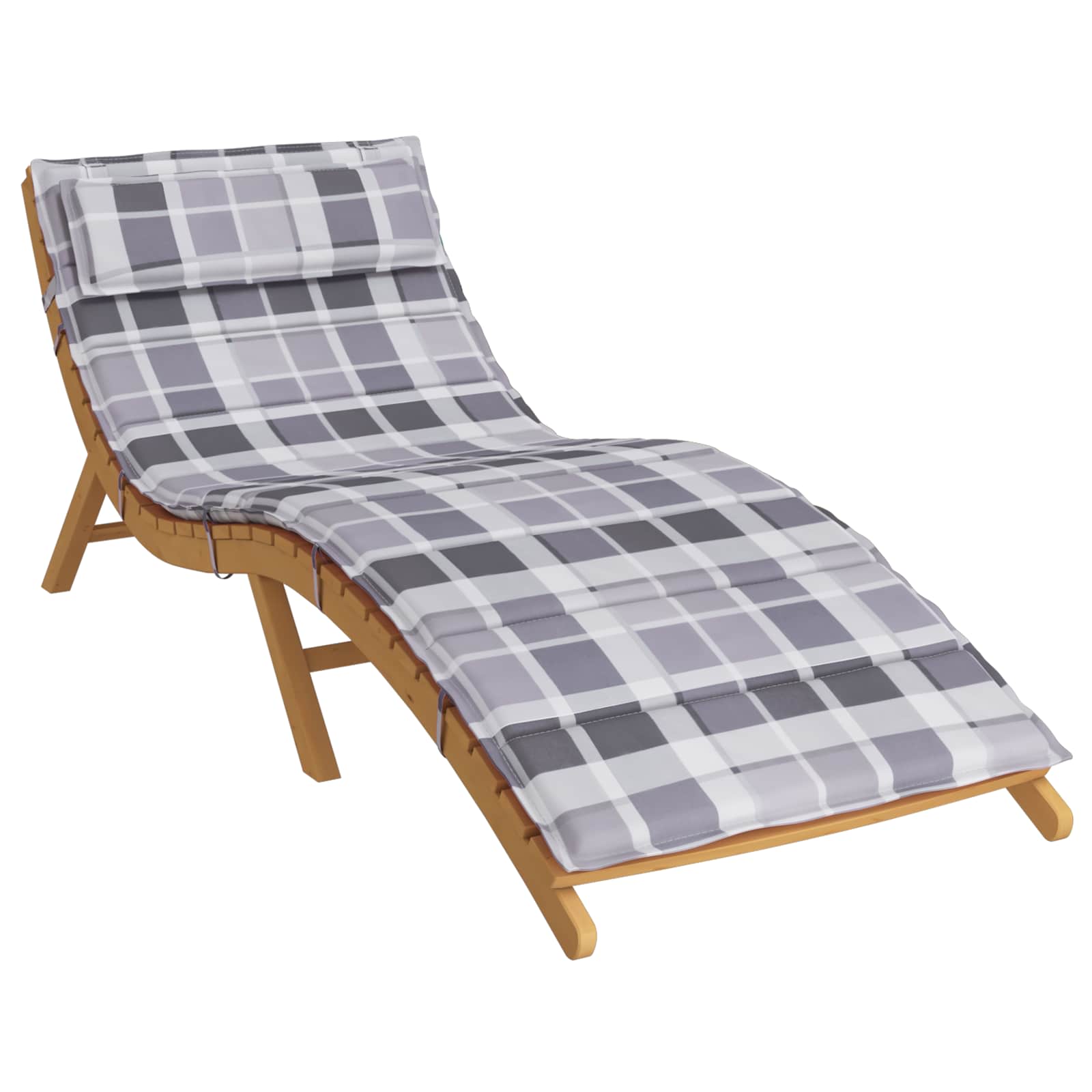 Vidaxl coussin de bain de soleil à carreaux gris 178 x 60 x 4 cm tissu oxford