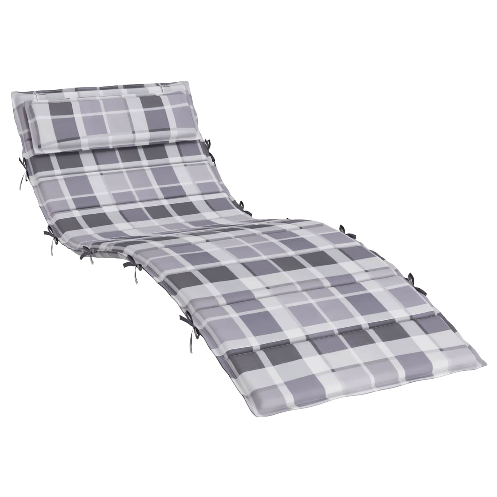 Vidaxl coussin de bain de soleil à carreaux gris 178 x 60 x 4 cm tissu oxford