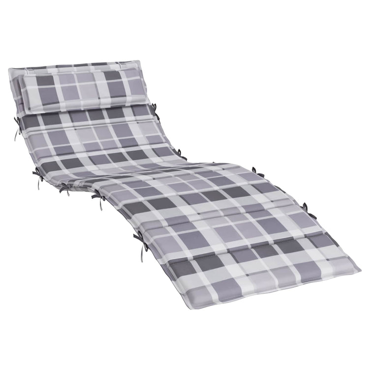 Vidaxl coussin de bain de soleil à carreaux gris 178 x 60 x 4 cm tissu oxford